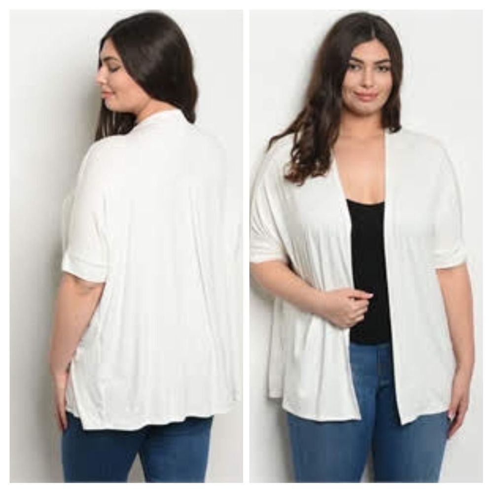 Ivory White Cardigan 1X